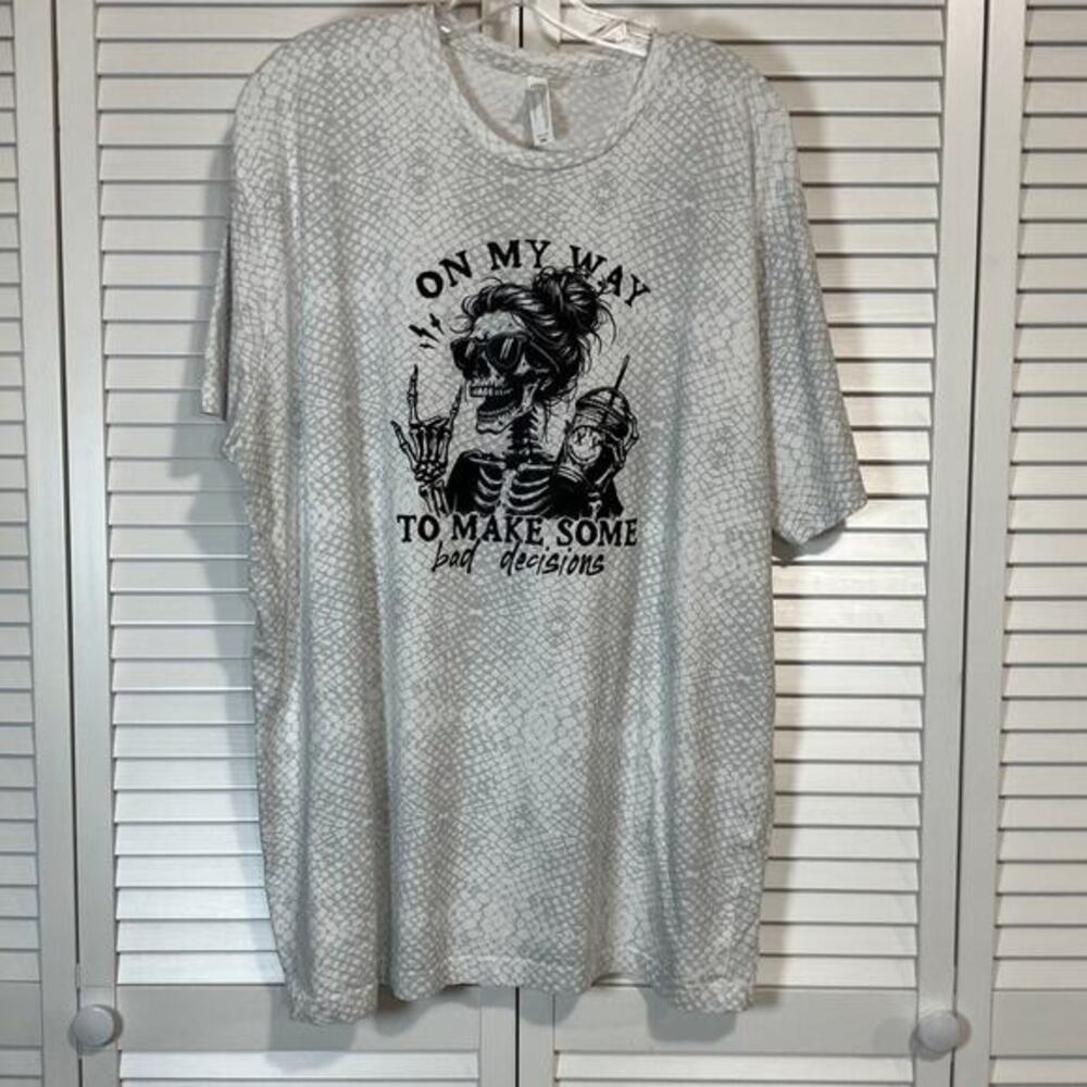 Live and Tell Skelton Sarcastic Gothic Edgy Graphic Snake Print T-shirt 2XL